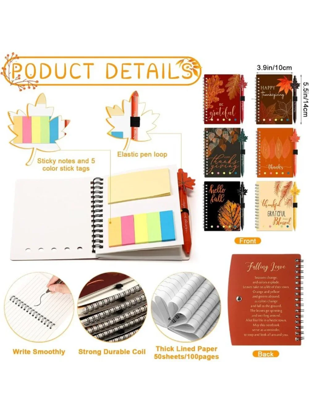Autumn Notebook & Ballpoint Pen Set - 36 Fall Thanksgiving Gifts for All